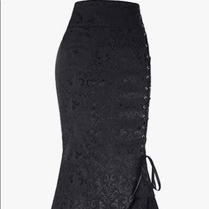 Women Gothic Ruffled Steampunk Vintage Fishtail Mermaid Skirt Victorian